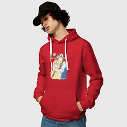 Толстовка-худи хлопковая мужская Долой безделье - любовь, цвет: красный — фото 2