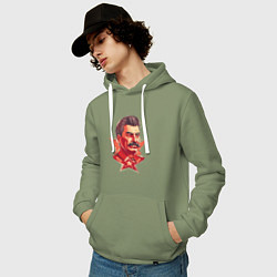 Толстовка-худи хлопковая мужская Граффити Сталин, цвет: авокадо — фото 2