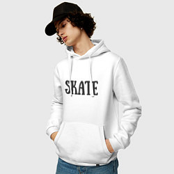 Толстовка-худи хлопковая мужская Skate, цвет: белый — фото 2