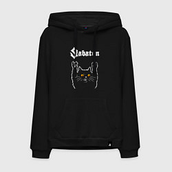 Толстовка-худи хлопковая мужская Sabaton rock cat, цвет: черный