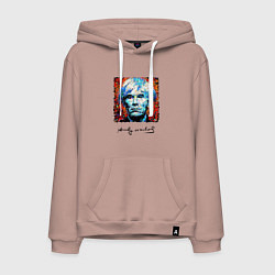 Толстовка-худи хлопковая мужская Andy Warhol - celebrity, цвет: пыльно-розовый
