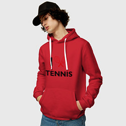 Толстовка-худи хлопковая мужская I Love Tennis, цвет: красный — фото 2