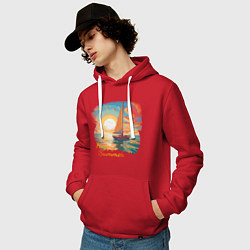 Толстовка-худи хлопковая мужская Счастливое яркое лето, цвет: красный — фото 2