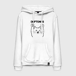 Толстовка-худи хлопковая мужская Deftones - rock cat, цвет: белый