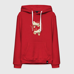 Толстовка-худи хлопковая мужская Ретро ролики со смайлом, цвет: красный