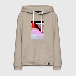 Толстовка-худи хлопковая мужская Abstract glitch, цвет: миндальный