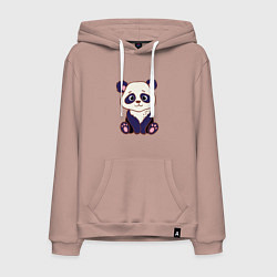 Толстовка-худи хлопковая мужская Милашка панда, цвет: пыльно-розовый