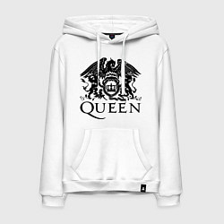 Толстовка-худи хлопковая мужская Queen - logo, цвет: белый