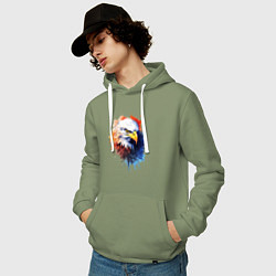 Толстовка-худи хлопковая мужская Граффити с орлом, цвет: авокадо — фото 2