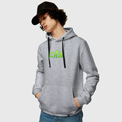 Толстовка-худи хлопковая мужская CS2 green logo, цвет: меланж — фото 2
