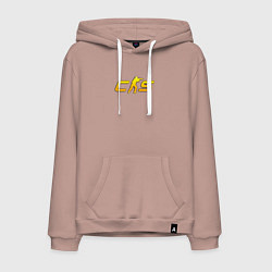 Толстовка-худи хлопковая мужская CS2 yellow logo, цвет: пыльно-розовый
