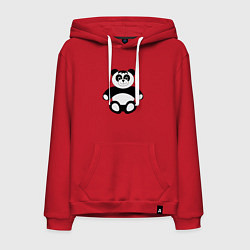 Толстовка-худи хлопковая мужская Панда медведь cartoon, цвет: красный