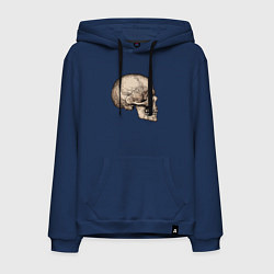 Толстовка-худи хлопковая мужская Череп цветной сбоку, цвет: тёмно-синий