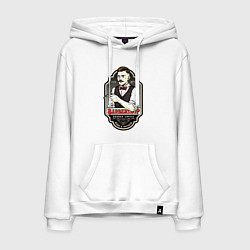 Толстовка-худи хлопковая мужская Barber shop barber choice beard mustache, цвет: белый