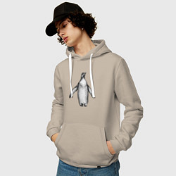 Толстовка-худи хлопковая мужская Пингвин штрихами, цвет: миндальный — фото 2