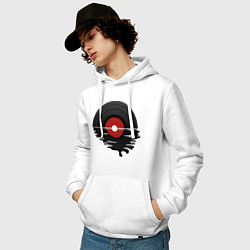 Толстовка-худи хлопковая мужская Виниловая пластинка закат, цвет: белый — фото 2