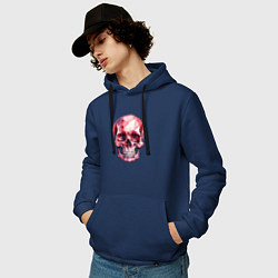 Толстовка-худи хлопковая мужская Рубиновый череп, цвет: тёмно-синий — фото 2