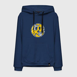 Толстовка-худи хлопковая мужская Под смайликом, цвет: тёмно-синий