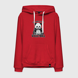 Толстовка-худи хлопковая мужская Panda volleyball, цвет: красный