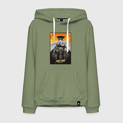 Толстовка-худи хлопковая мужская Безумный Макс - мотор, цвет: авокадо