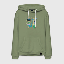 Толстовка-худи хлопковая мужская Джазовый ансамбль, цвет: авокадо