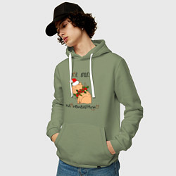 Толстовка-худи хлопковая мужская Мем капибара в шапочке: все будет капибибарно, цвет: авокадо — фото 2