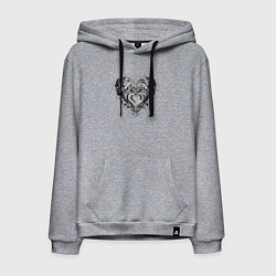 Толстовка-худи хлопковая мужская Сердце узоры, цвет: меланж