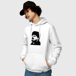 Толстовка-худи хлопковая мужская Ленин в шапке, цвет: белый — фото 2