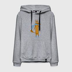 Толстовка-худи хлопковая мужская Лис в шарфе, цвет: меланж