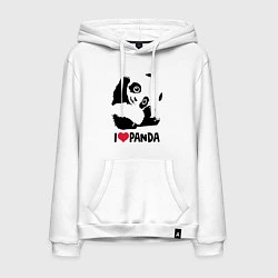 Толстовка-худи хлопковая мужская I love panda, цвет: белый