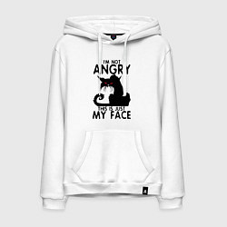Толстовка-худи хлопковая мужская I am not angry cat, цвет: белый