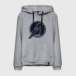 Толстовка-худи хлопковая мужская Ворон черный, цвет: меланж