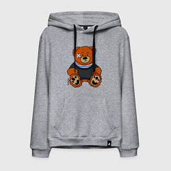 Толстовка-худи хлопковая мужская Медведь Вова с пластырем, цвет: меланж