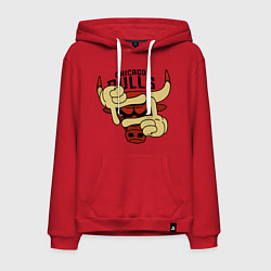 Толстовка-худи хлопковая мужская Bulls logo with hands, цвет: красный
