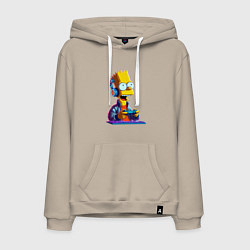 Толстовка-худи хлопковая мужская Bart is an avid gamer, цвет: миндальный