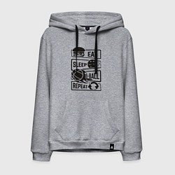 Толстовка-худи хлопковая мужская Есть спать баскетбол, цвет: меланж