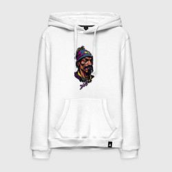 Толстовка-худи хлопковая мужская Snoop dogg head, цвет: белый