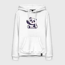 Толстовка-худи хлопковая мужская Привет от панды, цвет: белый