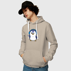 Толстовка-худи хлопковая мужская Привет от пингвина, цвет: миндальный — фото 2