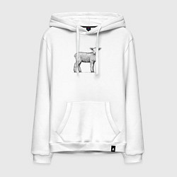 Толстовка-худи хлопковая мужская Ягненок в профиль, цвет: белый