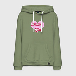 Толстовка-худи хлопковая мужская Девушка-мечта в розовом сердце, цвет: авокадо