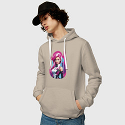 Толстовка-худи хлопковая мужская Beauty Barbie - ai art, цвет: миндальный — фото 2