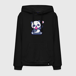 Толстовка-худи хлопковая мужская Ice cream panda, цвет: черный
