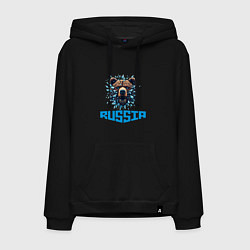 Толстовка-худи хлопковая мужская Russian bear head, цвет: черный