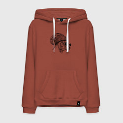 Толстовка-худи хлопковая мужская Барашек в шапке и очках, цвет: кирпичный