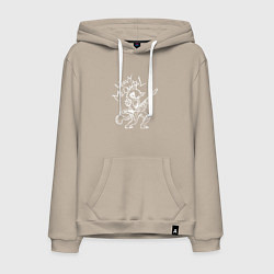 Толстовка-худи хлопковая мужская Кот хеви метал, цвет: миндальный