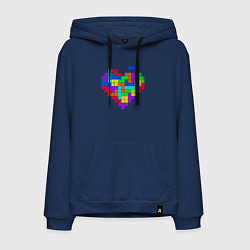 Толстовка-худи хлопковая мужская Color tetris, цвет: тёмно-синий