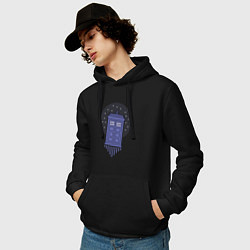 Толстовка-худи хлопковая мужская Tardis fly, цвет: черный — фото 2