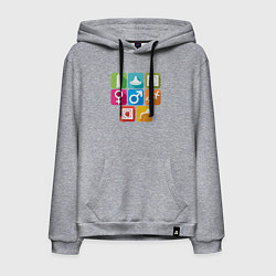 Толстовка-худи хлопковая мужская Значки секса, цвет: меланж