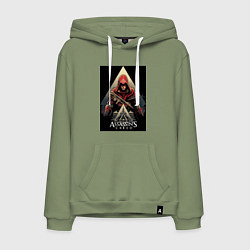 Толстовка-худи хлопковая мужская Assassins creed красный костюм, цвет: авокадо